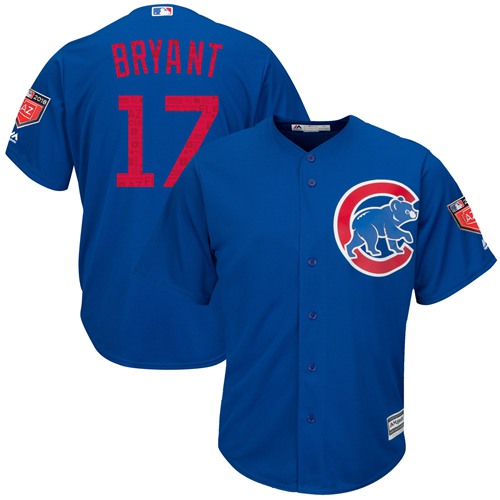 Cubs #17 Kris Bryant Blue 2018 Spring Training Cool Base Stitched MLB Jersey - Click Image to Close